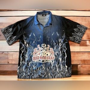 Vintage City Impact Blue Flame Barbed‎ Wire Dead Man’s Hand Shirt Men’s XL